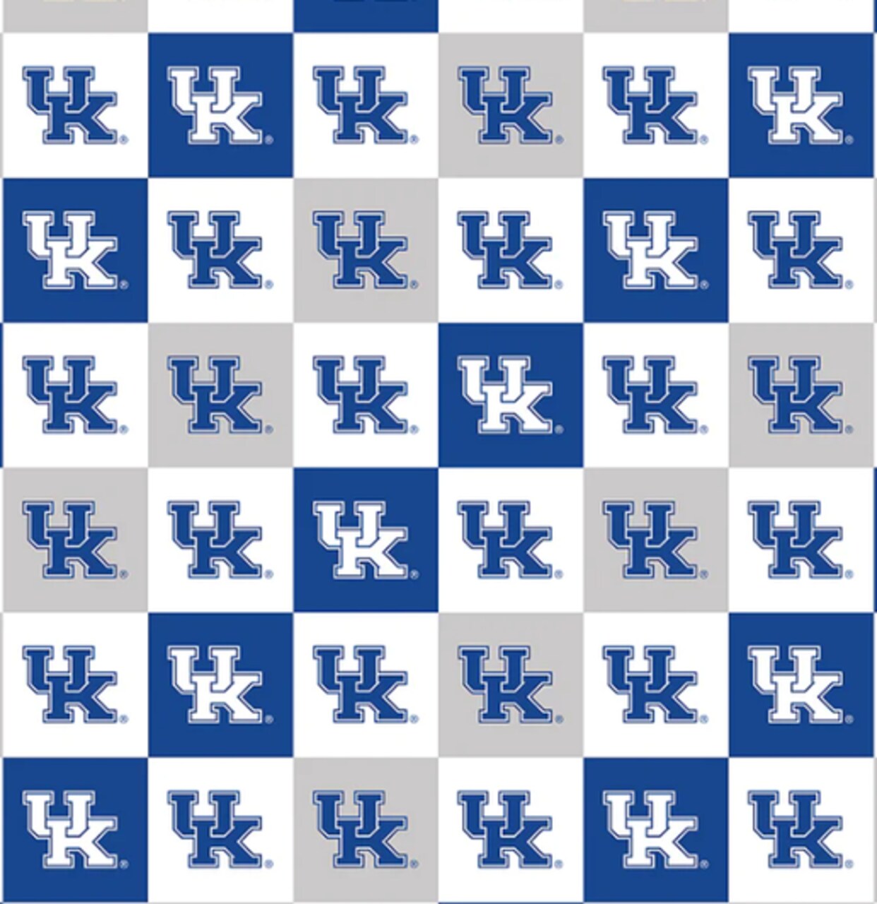 Licensed NCAA University of Kentucky Collegiate Check Cotton Fabric by the Yard